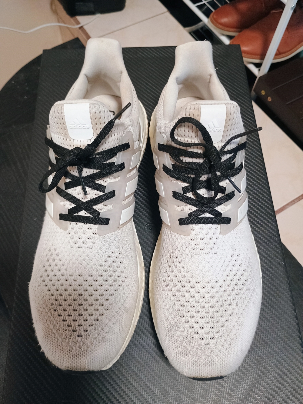 adidas Ultra Boost 1.0 Size 11 Men’s Grey Knit Athletic Shoes with Black Laces